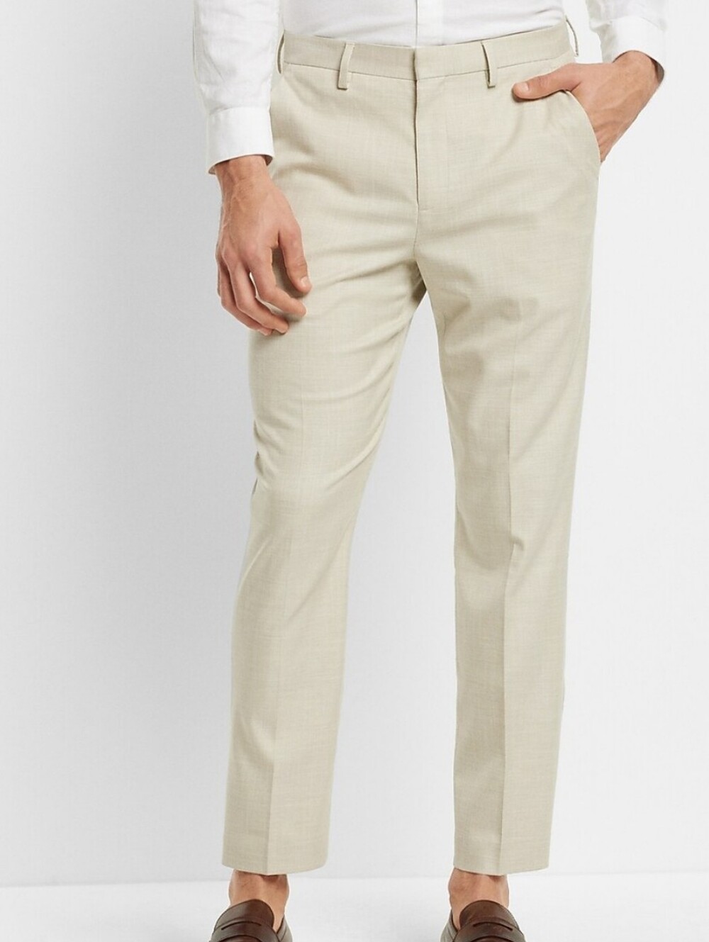 Express Mens Slim Stretch Cotton Dress Pants EXPRESS KHAKI  SLIM SUIT PANT